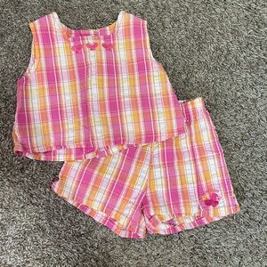 VINTAGE Oshkosh Plaid Pink and Yellow Outfit